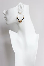 Load image into Gallery viewer, Art Deco black brown hoop earrings