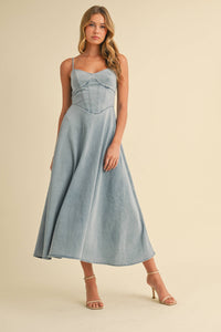 DENIM A-LINE MIDI DRESS