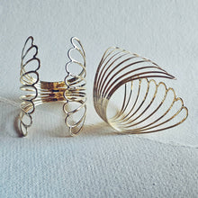 Load image into Gallery viewer, Brass butterfly scalloped wrap cuff bracelet