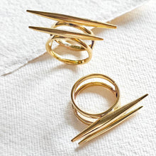 Load image into Gallery viewer, Solid brass double spike needle ring