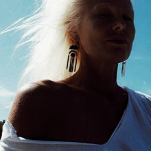 Load image into Gallery viewer, Hammered brass chandelier big earrings
