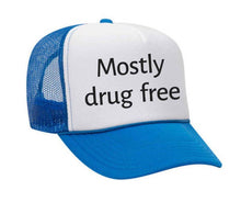 Load image into Gallery viewer, Mostly Drug Free Trucker Hat: Hunter Green/White