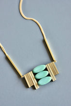 Load image into Gallery viewer, Turq brass Artdeco necklace