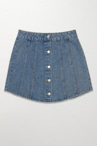 Rounded hem denim skirt