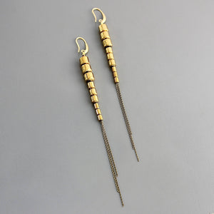 Gold hematite ox chain earrings
