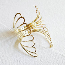 Load image into Gallery viewer, Brass butterfly scalloped wrap cuff bracelet
