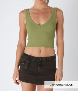 Reversible Herringbone Crop Top