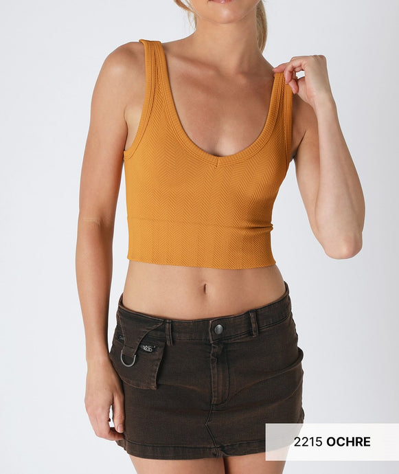 Reversible Herringbone Crop Top