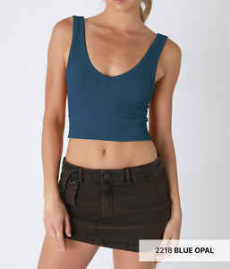 Reversible Herringbone Crop Top