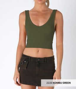 Reversible Herringbone Crop Top