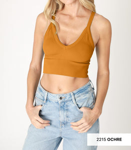 Ribbed V-Neck Bra Top