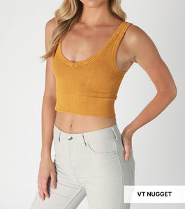 Reversible Herringbone Crop Top