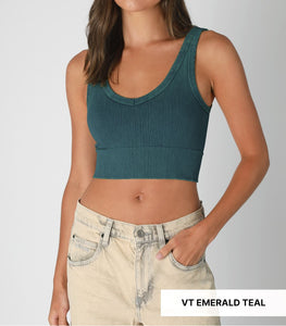 Reversible Herringbone Crop Top