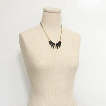 Load image into Gallery viewer, black agate brass spike necklace