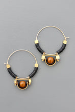 Load image into Gallery viewer, Art Deco black brown hoop earrings