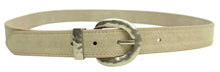 Load image into Gallery viewer, Leather silver buckle belt: Beige