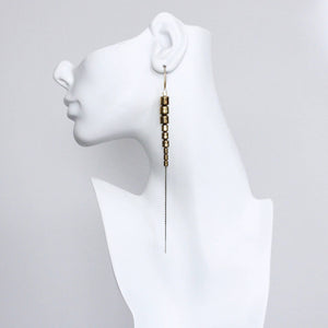 Gold hematite ox chain earrings