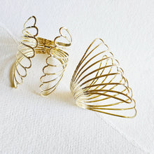 Load image into Gallery viewer, Brass butterfly scalloped wrap cuff bracelet