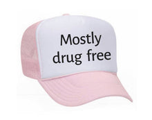 Load image into Gallery viewer, Mostly Drug Free Trucker Hat: Hunter Green/White