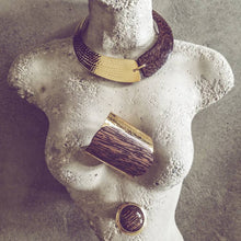 Load image into Gallery viewer, Brass hammered Tahiti Cuff horn bracelet