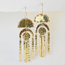 Load image into Gallery viewer, Hammered brass chandelier big earrings