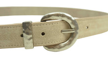 Load image into Gallery viewer, Leather silver buckle belt: Beige