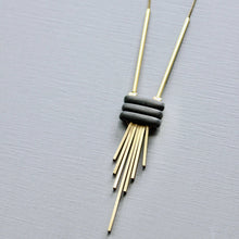 Load image into Gallery viewer, Black brass fringe necklace