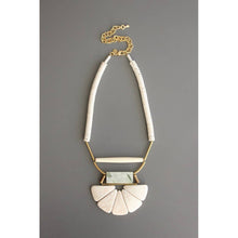 Load image into Gallery viewer, White stone &amp; jade lotus necklace