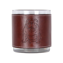 Load image into Gallery viewer, Bulldog Faux Leather Rocks Glass