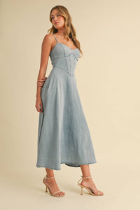 DENIM A-LINE MIDI DRESS