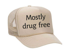 Load image into Gallery viewer, Mostly Drug Free Trucker Hat: Hunter Green/White
