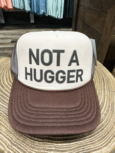 Not A Hugger Trucker Hat: Brown/Tan