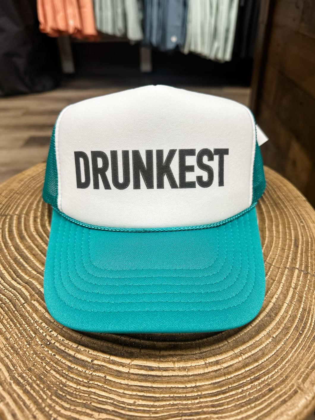 Drunkest Inappropriate Trucker Hat: Jade/White