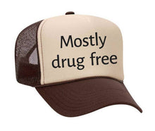 Load image into Gallery viewer, Mostly Drug Free Trucker Hat: Hunter Green/White