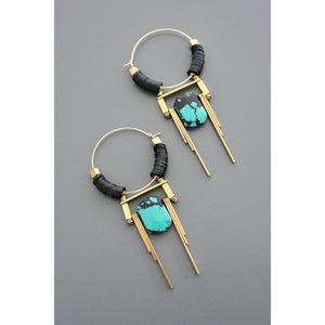 Art Deco Turq Hoop Earrings