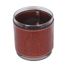 Load image into Gallery viewer, Bulldog Faux Leather Rocks Glass