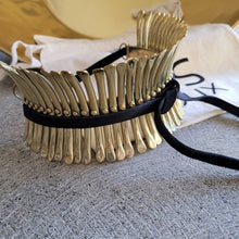 Load image into Gallery viewer, Brass reeds leather Collar choker necklace
