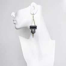 Load image into Gallery viewer, Geo black magnesite and hematite earrings