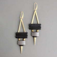 Load image into Gallery viewer, Geo black magnesite and hematite earrings