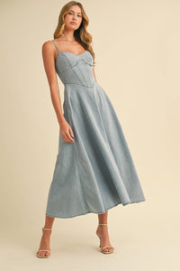 DENIM A-LINE MIDI DRESS