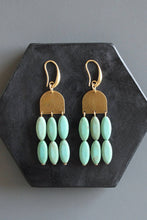 Load image into Gallery viewer, Turquoise brass geo earrings