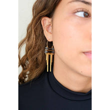 Load image into Gallery viewer, Artdeco Hematite Brass Hoops