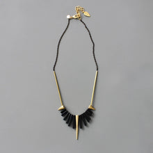 Load image into Gallery viewer, black agate brass spike necklace
