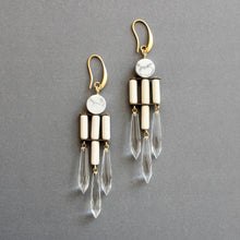 Load image into Gallery viewer, White/Crystal Geo Dangle
