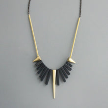 Load image into Gallery viewer, black agate brass spike necklace