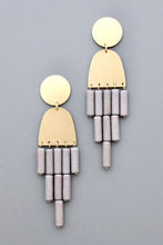 Load image into Gallery viewer, Geo gray post earrings