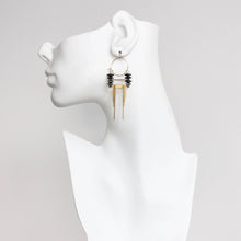 Load image into Gallery viewer, ArtDeco hematite and brass hoop