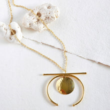 Load image into Gallery viewer, Brass hammered pendant necklace