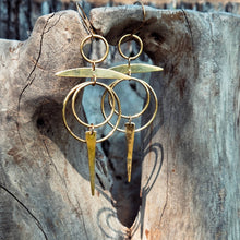 Load image into Gallery viewer, Brass hoop chandelier earrings solstice: Small