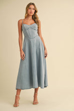 Load image into Gallery viewer, DENIM A-LINE MIDI DRESS